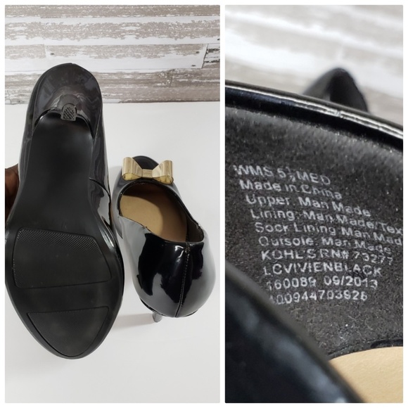 LC Patent Leather & Gold Metal Bow Heels - Picture 7 of 16